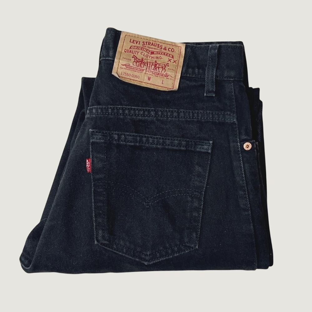 Vintage Levi's 550 Mom Jeans Black Relaxed Fit Tapered USA Women 9M ( 29 x 32 )